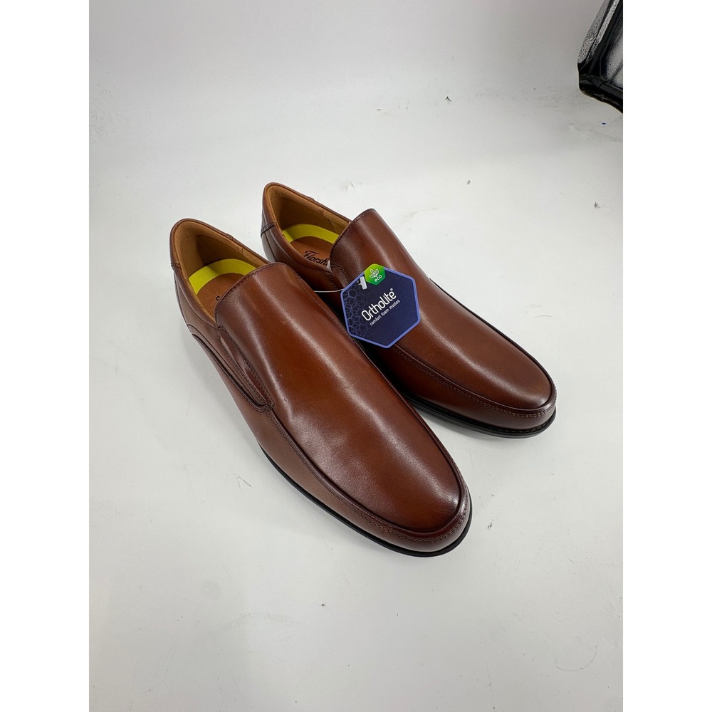 Florsheim Mens 12137-221 Cognac Leather Ortholite Slip On Dress Shoes 11D
